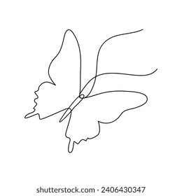 Butterfly in One continuous line drawing art and editable vector stroke illustration and minimalist.