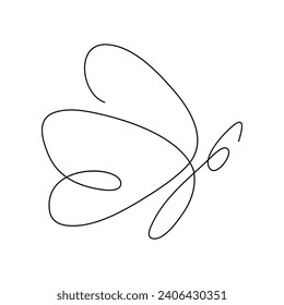 Butterfly in One continuous line drawing art and editable vector stroke illustration and minimalist.