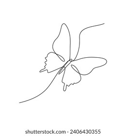 Butterfly in One continuous line drawing art and editable vector stroke illustration and minimalist.