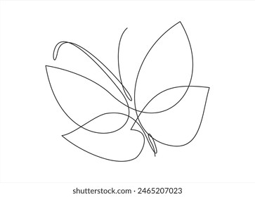 Butterfly in One continuous line drawing. Beautiful flying moth for wellbeing beauty or spa salon logo and divider concept in simple linear style. Editable stroke. Doodle vector illustration