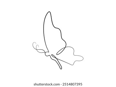 Butterfly in one continuous line drawing vector illustration