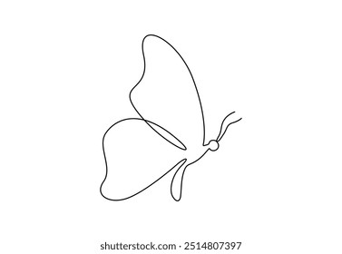 Butterfly in one continuous line drawing vector illustration