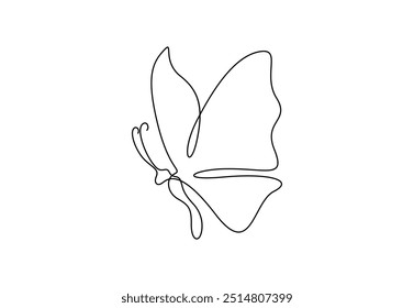 Butterfly in one continuous line drawing vector illustration