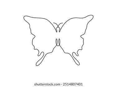 Butterfly in one continuous line drawing vector illustration