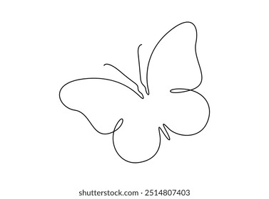 Butterfly in one continuous line drawing vector illustration