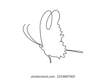 Butterfly in one continuous line drawing vector illustration