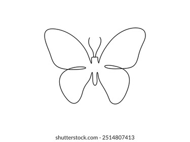 Butterfly in one continuous line drawing vector illustration