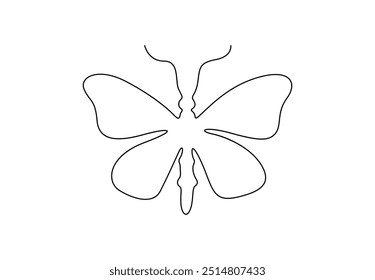 Butterfly in one continuous line drawing vector illustration