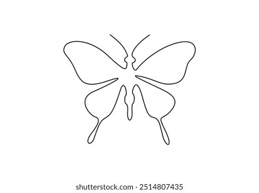 Butterfly in one continuous line drawing vector illustration