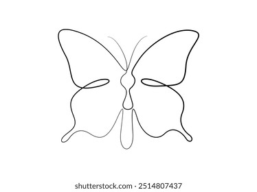 Butterfly in one continuous line drawing vector illustration