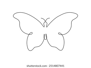 Butterfly in one continuous line drawing vector illustration