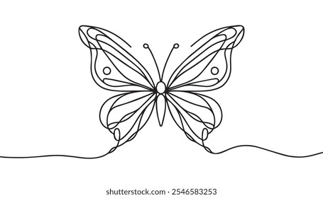 Butterfly in One continuous line drawing