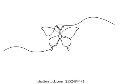 Borboleta em um desenho de linha contínua, Ícone de linha contínua borboleta, desenho de linha contínua borboleta, desenho de uma linha abstrato borboleta.