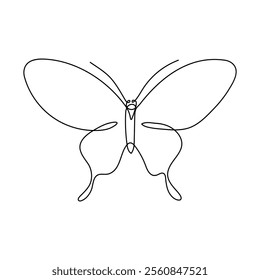 Butterfly in One continuous line drawing art and editable vector stroke illustration minimalist best use for logo