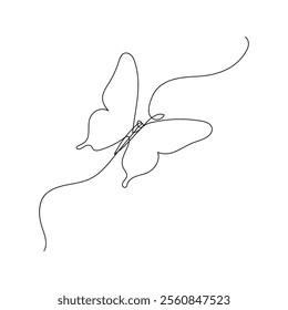 Butterfly in One continuous line drawing art and editable vector stroke illustration minimalist best use for logo