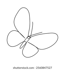 Butterfly in One continuous line drawing art and editable vector stroke illustration minimalist best use for logo