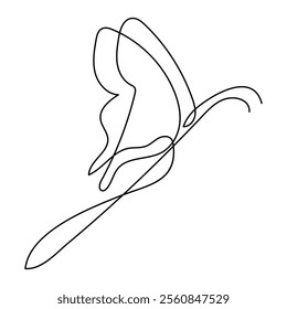 Butterfly in One continuous line drawing art and editable vector stroke illustration minimalist best use for logo