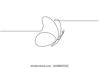 Butterfly in One continuous line drawing. Beautiful flying moth for wellbeing beauty or spa salon logo, Flying Butterfly single outline vector illustration. Editable stroke.
