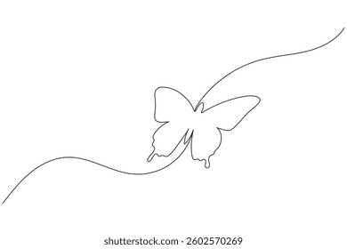 Butterfly one line art drawing minimalist continuous outline line vector Illustration