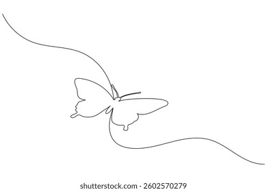 Butterfly one line art drawing minimalist continuous outline line vector Illustration