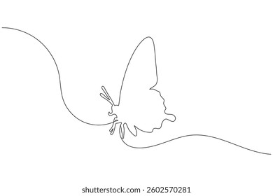 Butterfly one line art drawing minimalist continuous outline line vector Illustration