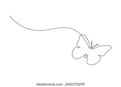 Butterfly one line art drawing minimalist continuous outline line vector Illustration
