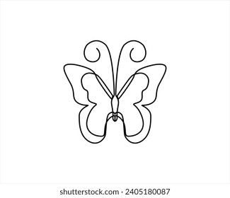 Butterfly One Line Art Illustration Vektorminimalistischer Butterfly Eine Linie auf weißem Hintergrund schöne Butterfly Design-Zeichnung Stockeinzigartiges Butterfly Tattoos T-Shirt Design