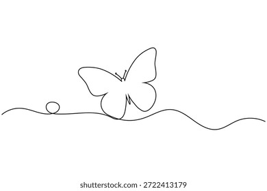 Mariposa una línea continua una línea dibujando Ilustración vectorial minimalista de la naturaleza