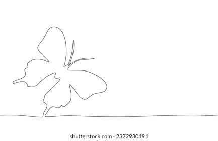 Mariposa una línea continua. Esquema dibujado a mano por la mariposa de un insecto. Arte de la línea de mariposa. Ilustración vectorial.