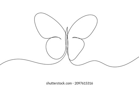 Butterfly. One line drawing art. Continuous line style