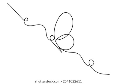 Desenho de uma linha borboleta e design de ícone de vetor contínuo de contorno