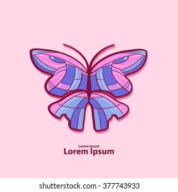 butterfly with open wings in a top view, futuristic, for your design, element, vector illustration