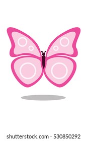 Butterfly with open wings in a top view. Butterfly pink icon