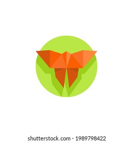 butterfly Origami Flat Icon Isolated On White Background 