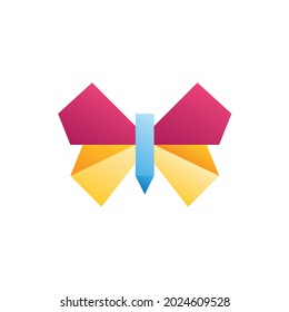 Butterfly Origami Gradient Flat Icon Logo Illustration Vector Isolated. Origami and Paper Craft Icon-Set. Suitable for Web Design, Logo, App. 