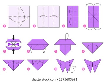Fish origami scheme tutorial moving model. Origami for kids. Step