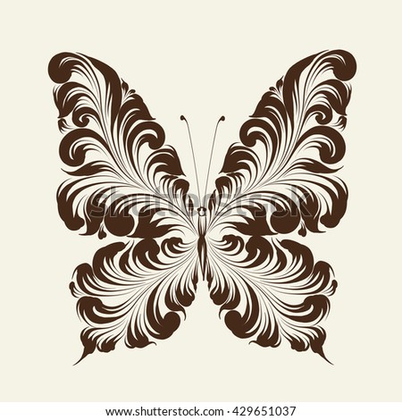 Butterfly of the ornament. Isolated background. decorative ornament