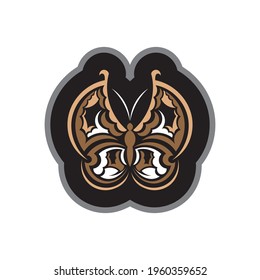 Butterfly ornament in the style of baroque. Good for logos, prints and postcards. Vector illustration