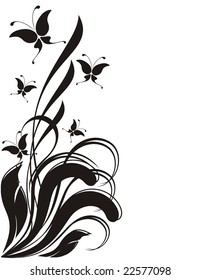 butterfly and ornaments with copyspace individual objects very easy to edit