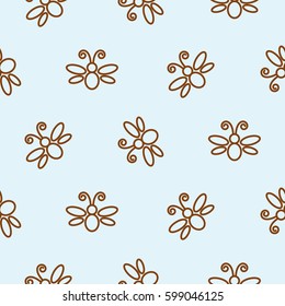 Butterfly outline blue seamless pattern. Simple line insect background.