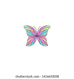 Butterfly outline colorful logo design