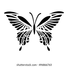 Butterfly outline decorative vector isolated on white.