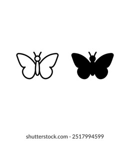 Butterfly outline icon set. Insect simple line vector icon  color editable