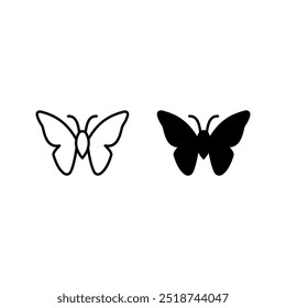 Butterfly outline icon set. Insect simple line vector icon  color editable