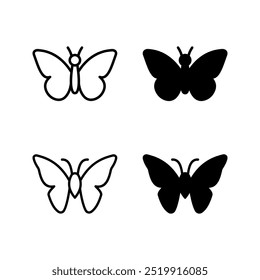 Butterfly outline icon set. Insect simple line vector icon  color editable