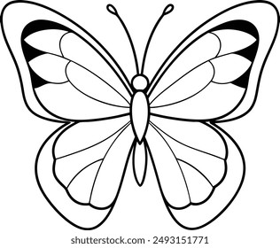 Butterfly outline illustration drawing vector for kids coloring book