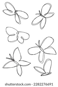 Butterfly outline illustration vector image. Hand drawn butterfly sketch image artwork. Simple original logo icon from pen drawing sketch.