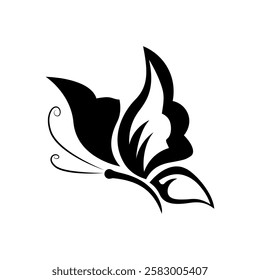 Butterfly outline on white background.
Elegant butterfly image in black outline drawing on clean white background. Minimalistic style for design, illustrations, logos and projects related to nature, a