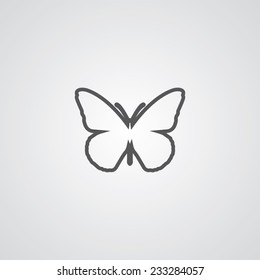 butterfly outline thin symbol, dark on white background, logo editable, creative template 