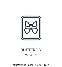 Butterfly outline vector icon. Thin line black butterfly icon, flat vector simple element illustration from editable museum concept isolated stroke on white background